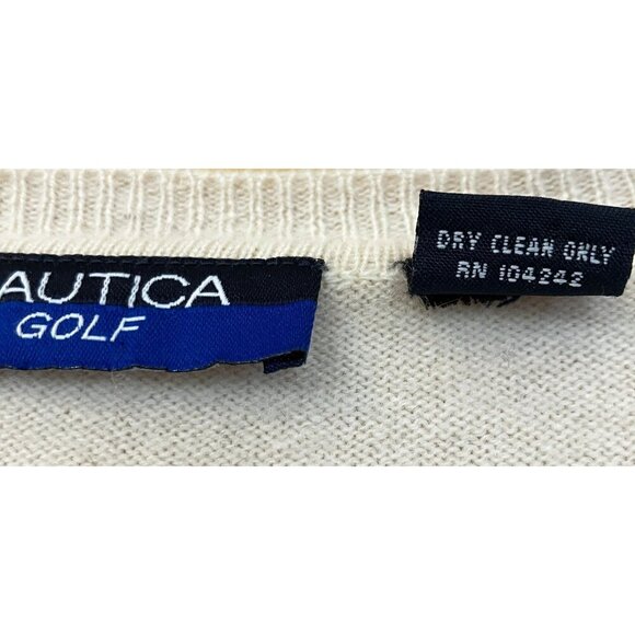 Nautica Golf Mens Vintage 100% Cashmere 2 Ply Knit Sweater Size XL White SP EXC - Picture 5 of 11
